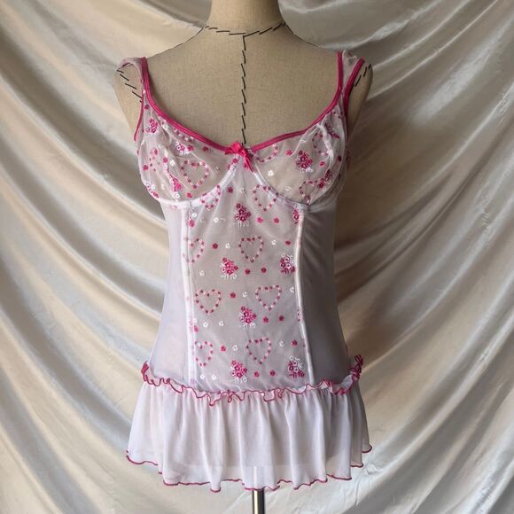 Elegant Moments Insane Sheer heart coquette lace up corset lingerie - Picture 1 of 8